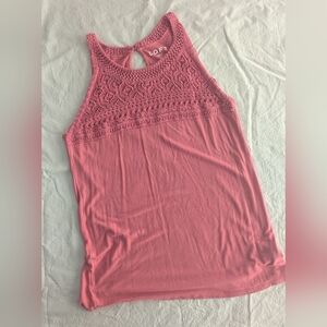 LOFT Pink Crochet Detail Tank Top